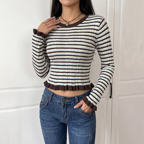 Damen Verspielt gestreiftes Crop-Top Echo Archiv