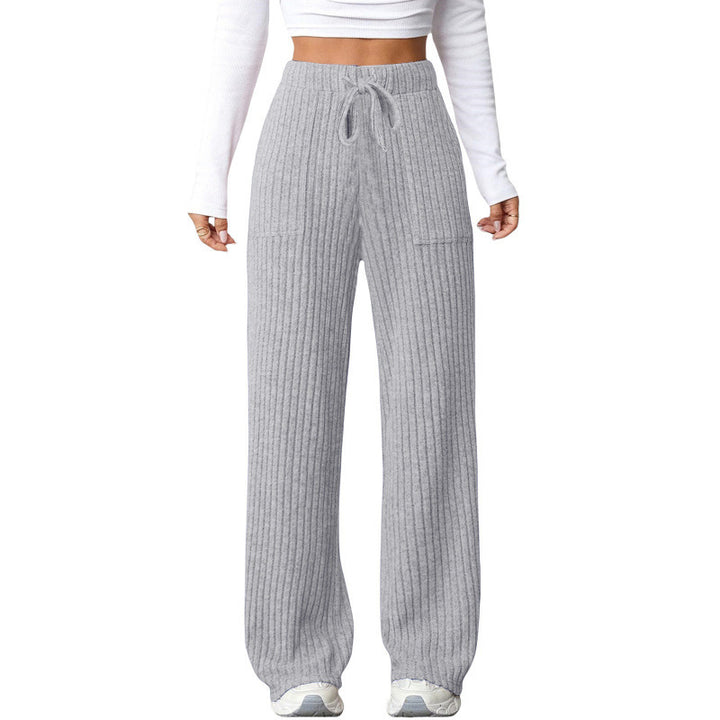 Damen Weite Rippstrick-Loungebundhose mit Tunnelzug und aufgesetzten Taschen Echo Archiv