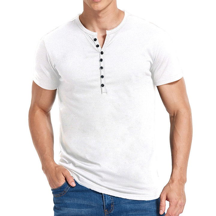 Herren Kurzarm-Henley-Shirt mit stilvollem Knopfverschluss Echoarchiv