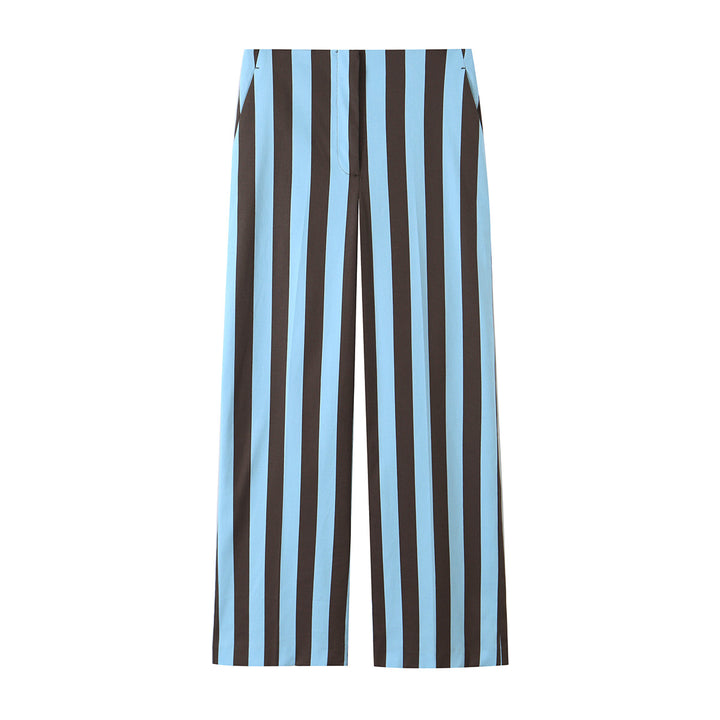 Damen Weite High‑Waist Palazzohose mit vertikaler Streifenoptik und geradem Bein Echo Archiv