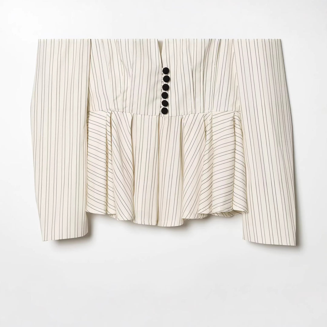 Damen Taillierter Nadelstreifen-Blazer mit Schalkragen und Schößchen Echo Archiv