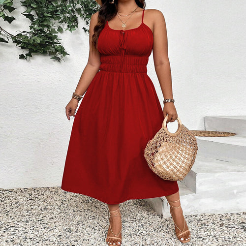 Damen Maxikleid mit verstellbaren Trägern und elastischem Bund Echo Archiv