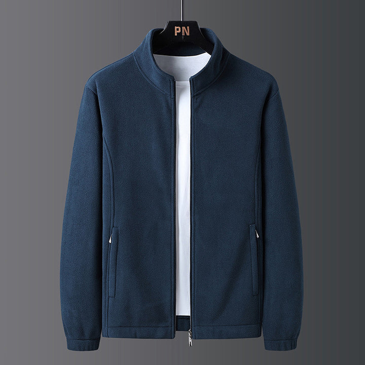 Herren modische Fleecejacke mit praktischem Stehkragen und seitlichen Reißverschlusstaschen Echoarchiv