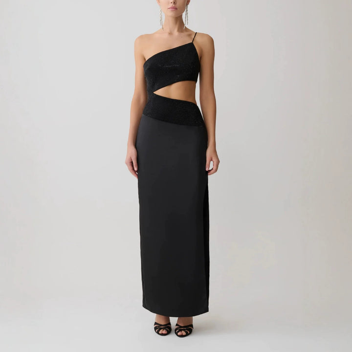 Damen Elegantes Maxikleid mit asymmetrischem Schnitt und raffiniertem Cut-Out Echo Archiv