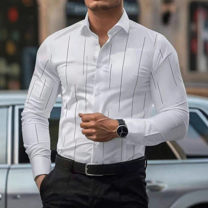 Herren elegantes, maßgeschneidertes Hemd mit feinen Linien Echoarchiv