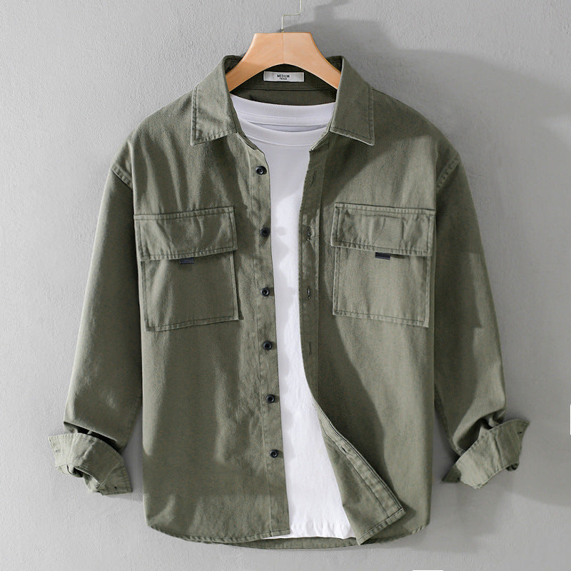Herren Hemdjacke aus robustem Baumwolltwill mit zwei Brustklappen und Relaxed‑Fit Echoarchiv