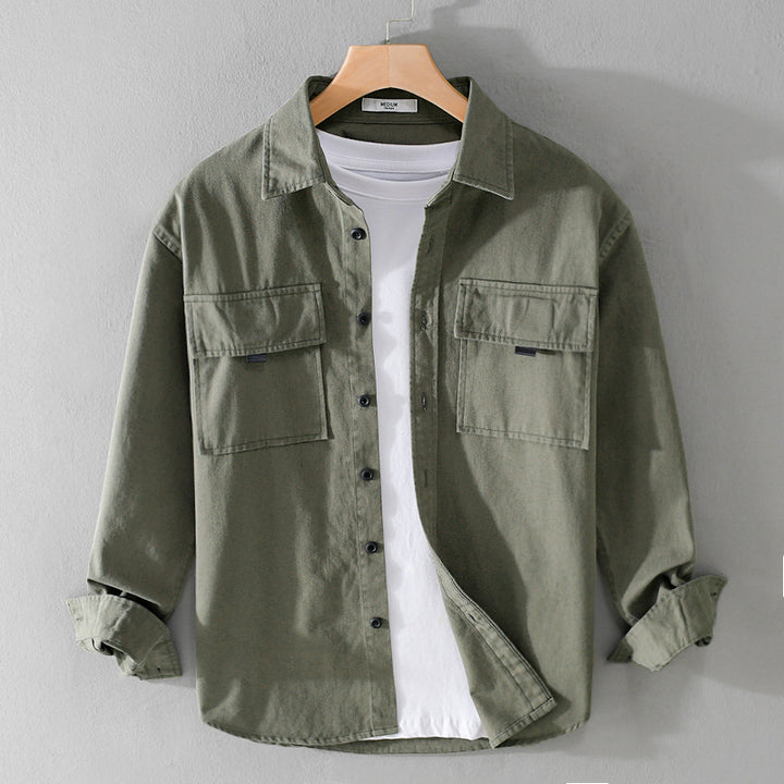Herren Hemdjacke aus robustem Baumwolltwill mit zwei Brustklappen und Relaxed‑Fit Echoarchiv