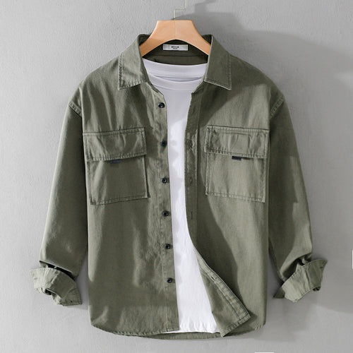 Herren Hemdjacke aus robustem Baumwolltwill mit zwei Brustklappen und Relaxed‑Fit Echoarchiv