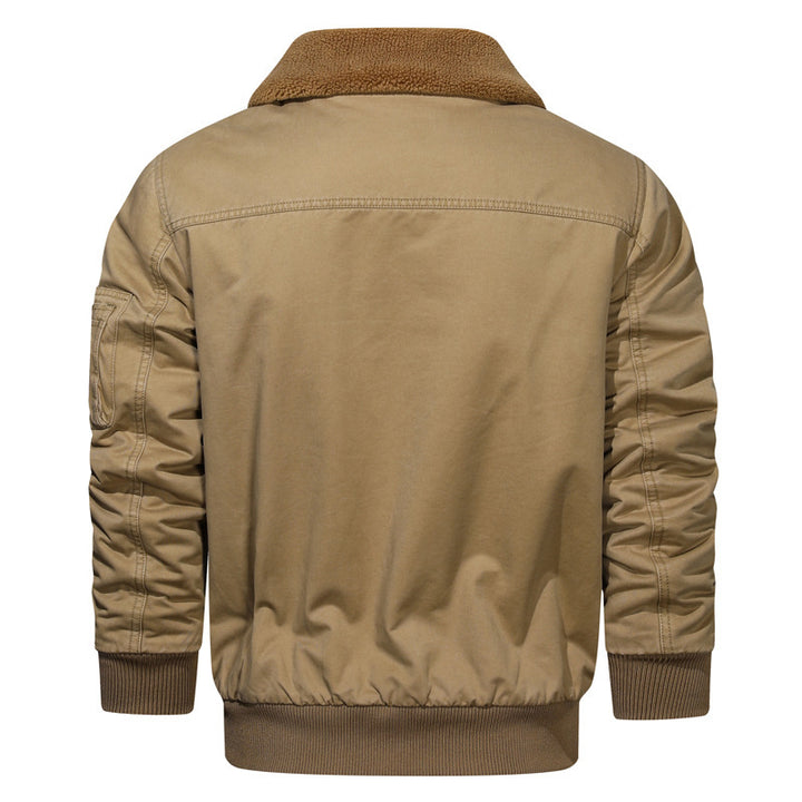 Herren Vintage Canvas Bomberjacke mit Sherpa-Kragen und verstärkten Klappentaschen Echo Archiv