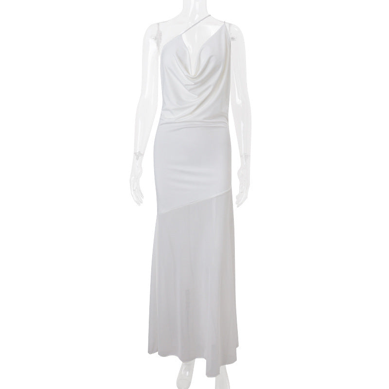 Damen Elegantes asymmetrisches Maxikleid Echo Archiv