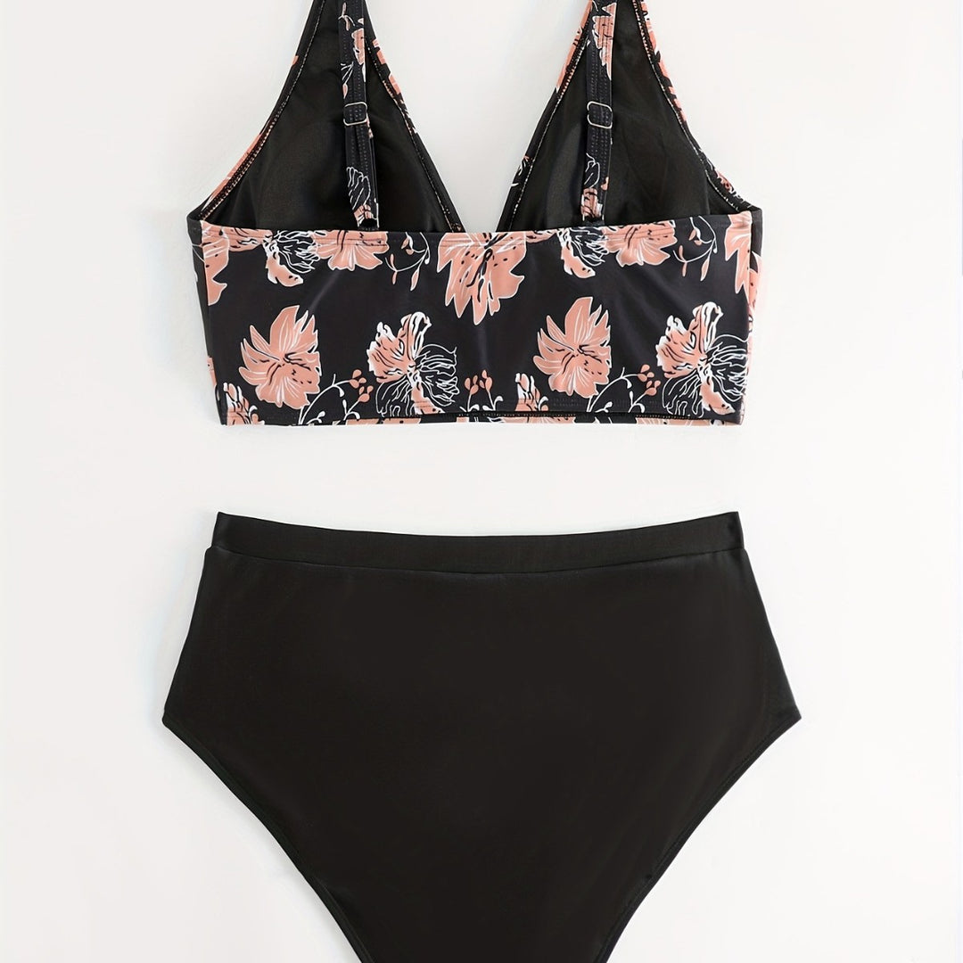 Damen Hochgeschnittener Bikini mit floralen Akzenten und raffinierten Details Echo Archiv