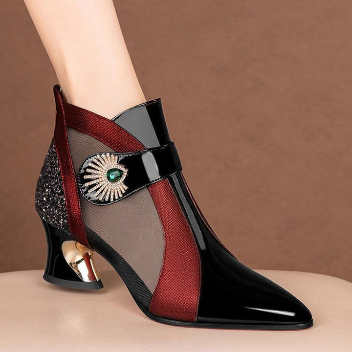 Damen Elegante Ankle Boots mit transparenten Einsätzen und Glitzer-Detail – Varelle