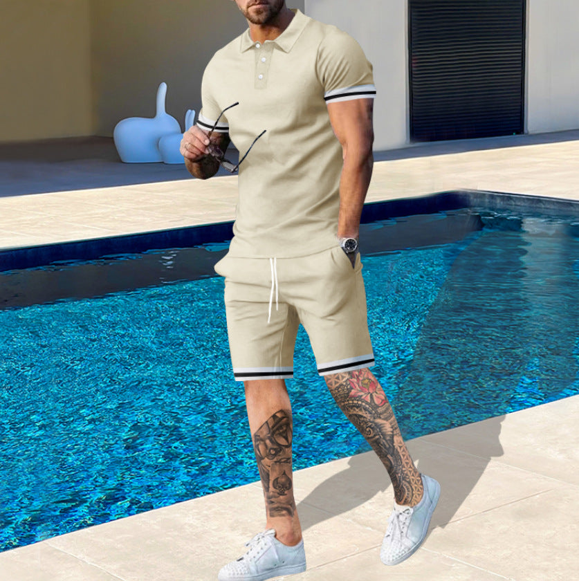 Herren lässiges Poloshirt und Shorts Set mit atmungsaktivem Stoff Echoarchiv