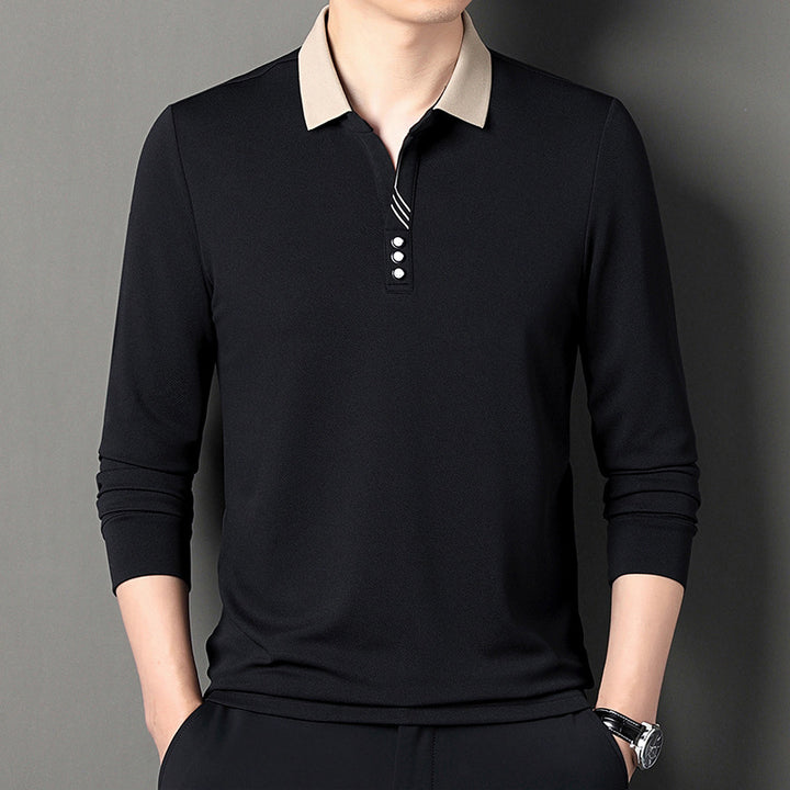 Herren Langarm Poloshirt mit modernen Akzenten und eleganter Knopfleiste Echoarchiv