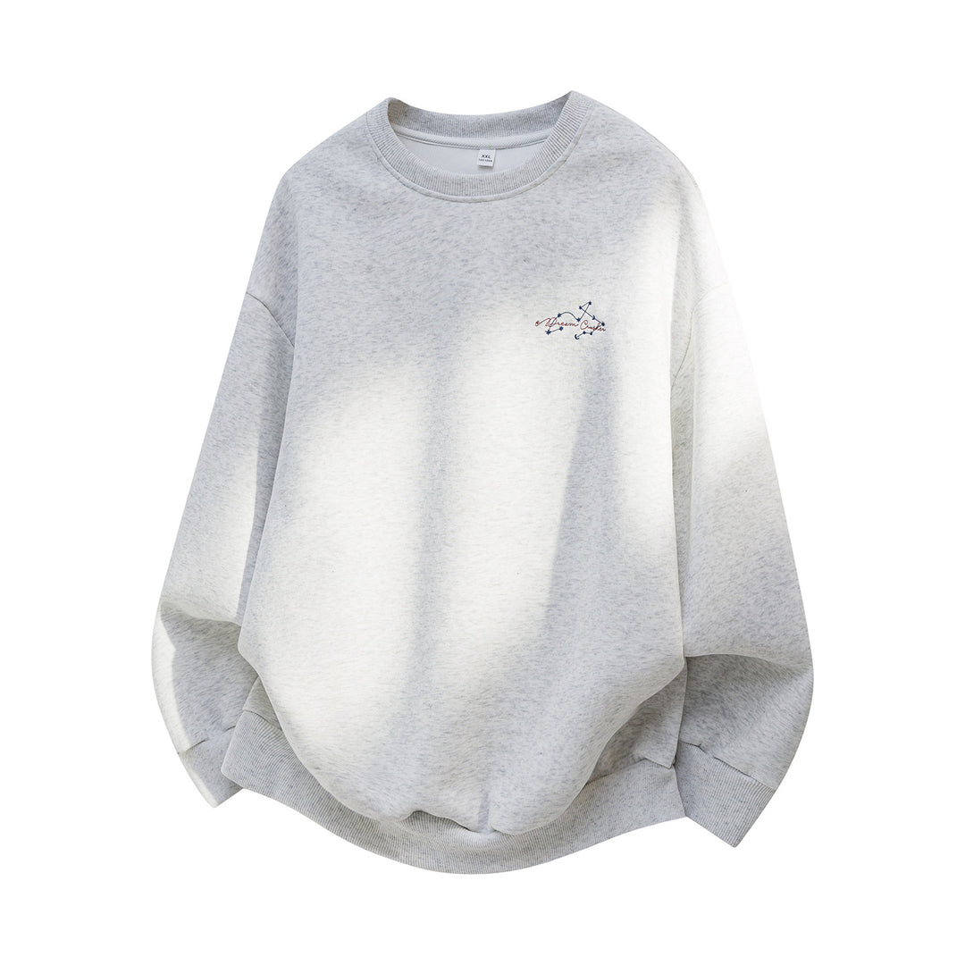 Unisex Oversize Baumwoll-Sweatshirt mit Rundhalsausschnitt, feiner Bruststickerei und elastischem Saum Echo Archiv