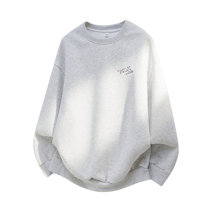 Unisex Oversize Baumwoll-Sweatshirt mit Rundhalsausschnitt, feiner Bruststickerei und elastischem Saum Echo Archiv