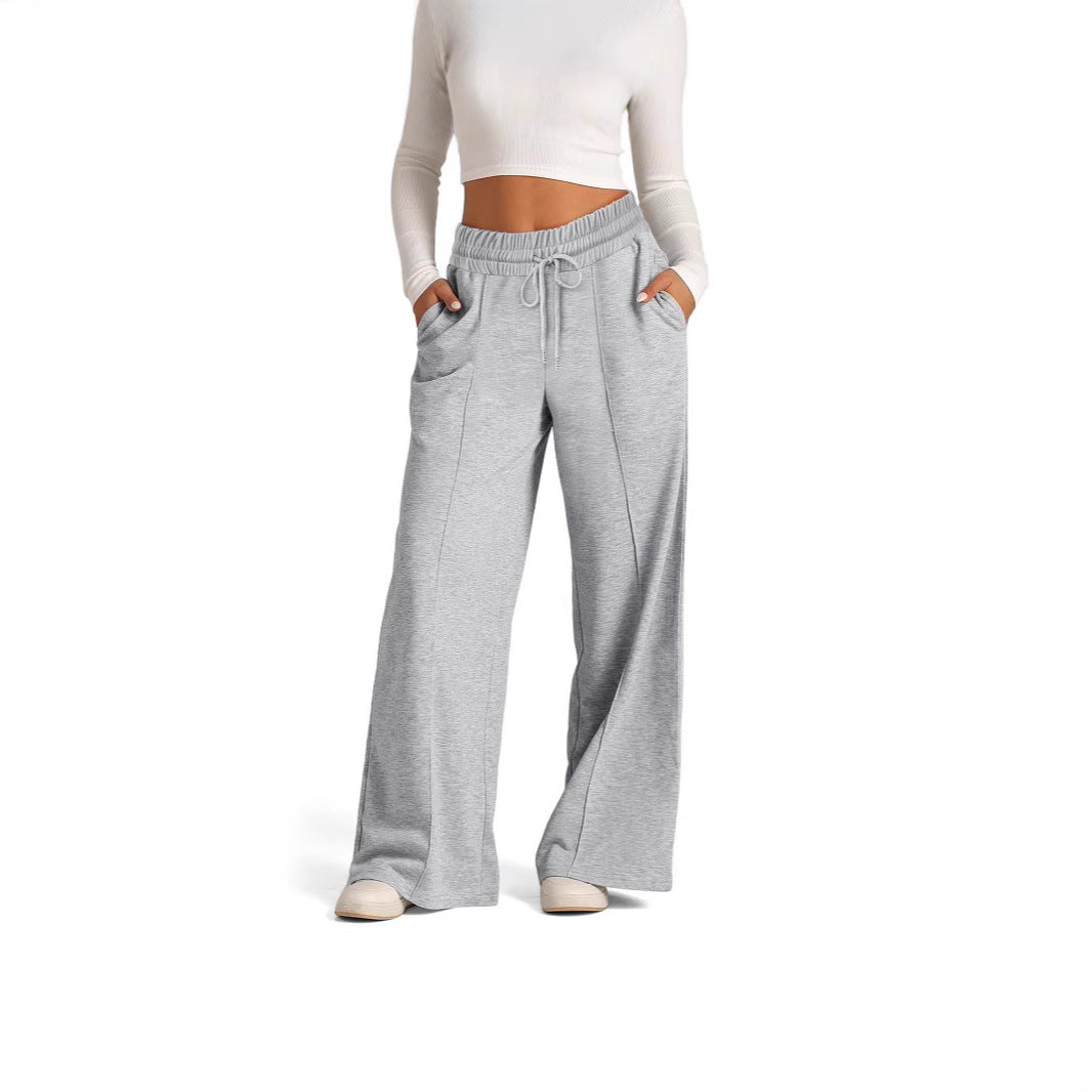 Damen weite High‑Waist Palazzo-Loungehose mit elastischem Komfortbund und Kordelzug – Avélisse