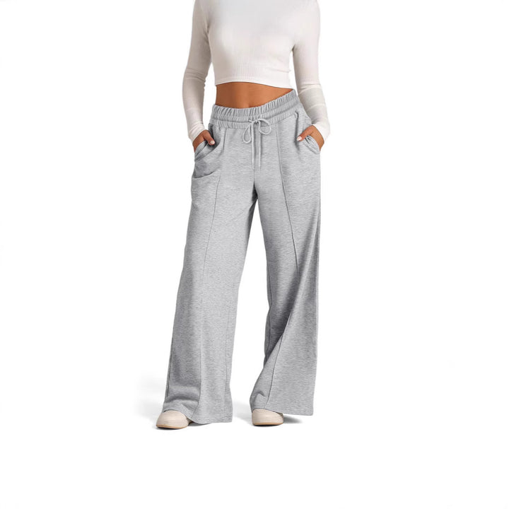 Damen weite High‑Waist Palazzo-Loungehose mit elastischem Komfortbund und Kordelzug – Avélisse