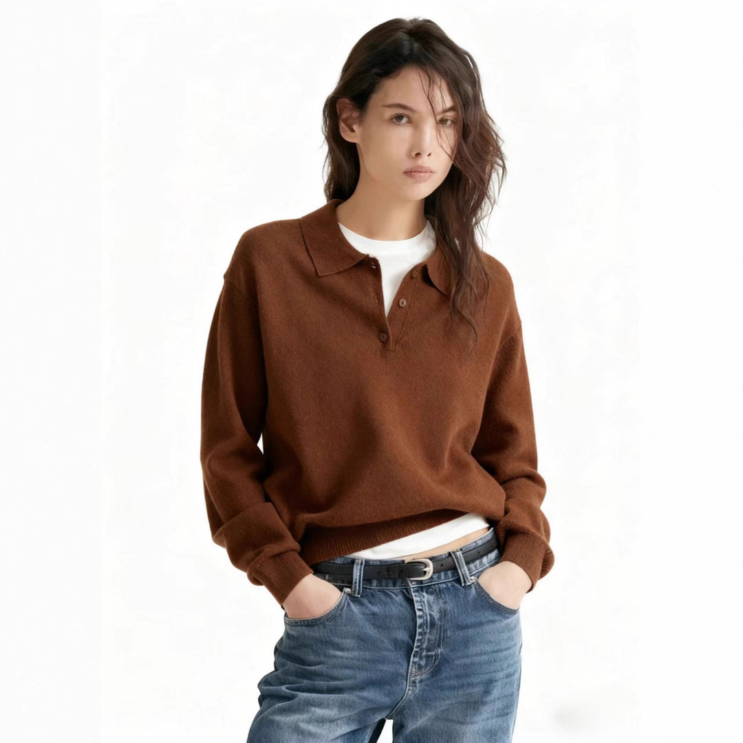 Damen Lässiger Polopullover aus weichem Strick Echo Archiv