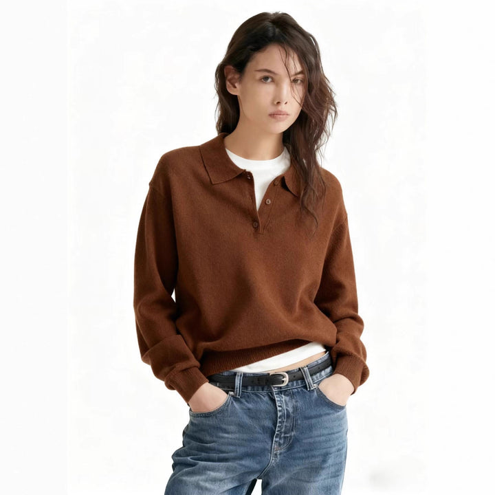 Damen Lässiger Polopullover aus weichem Strick Echo Archiv