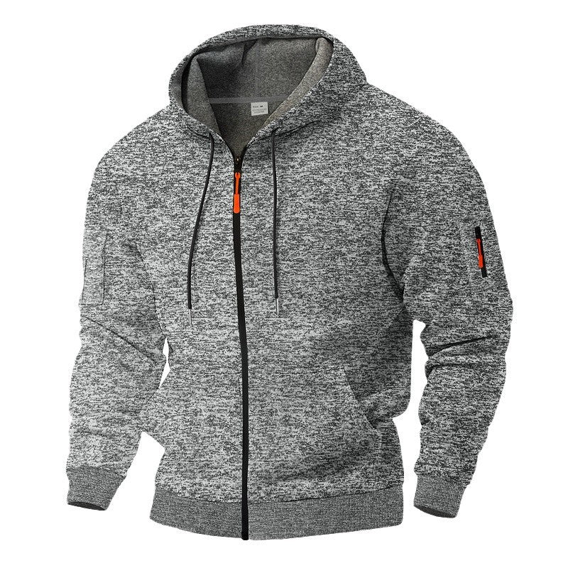 Herren sportlicher Fleece-Kapuzenpullover mit durchgehendem Reißverschluss und praktischen Taschen Echoarchiv