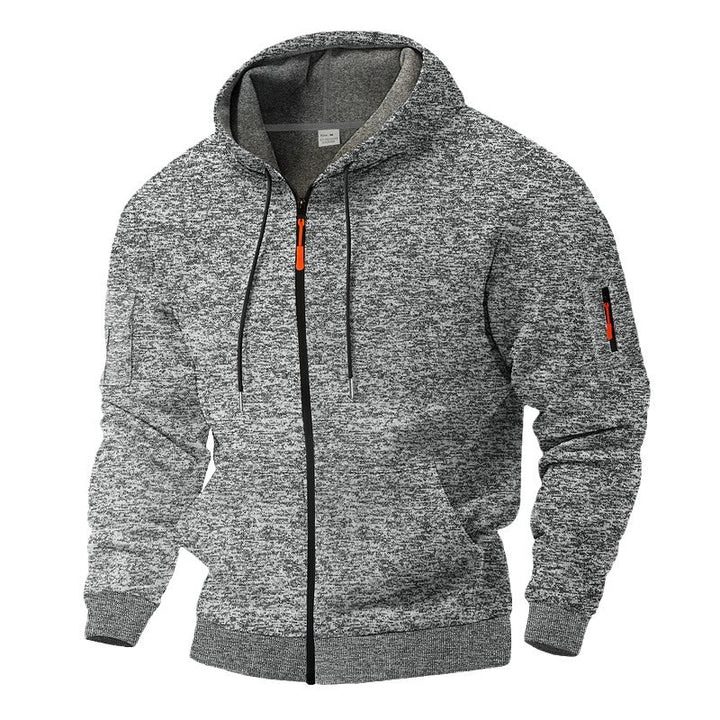 Herren sportlicher Fleece-Kapuzenpullover mit durchgehendem Reißverschluss und praktischen Taschen Echoarchiv