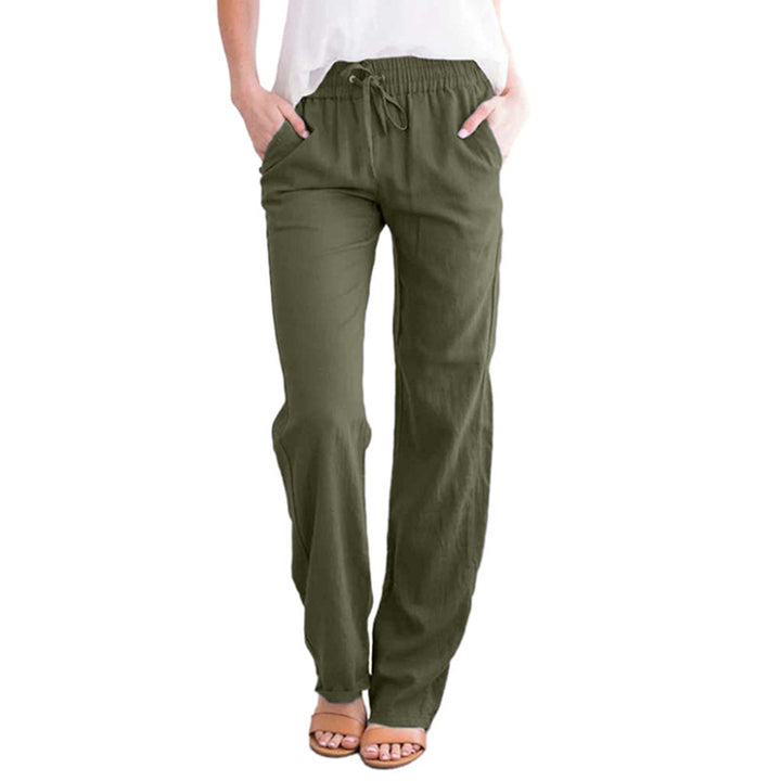 Damen nan leichte Leinenhose mit elastischem Bund und weitem Bein Echo Archiv