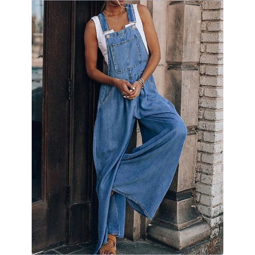 Damen Weite Denim-Latzhose im Palazzo‑Stil Echo Archiv