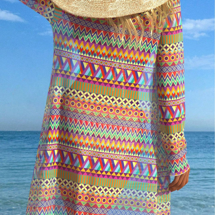 Damen Bikini-Set mit modischem grafischem Design und passendem Strandüberwurf Echo Archiv