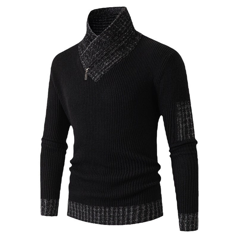Herren Pullover mit modernem asymmetrischem Kragen und strukturiertem Design Echoarchiv
