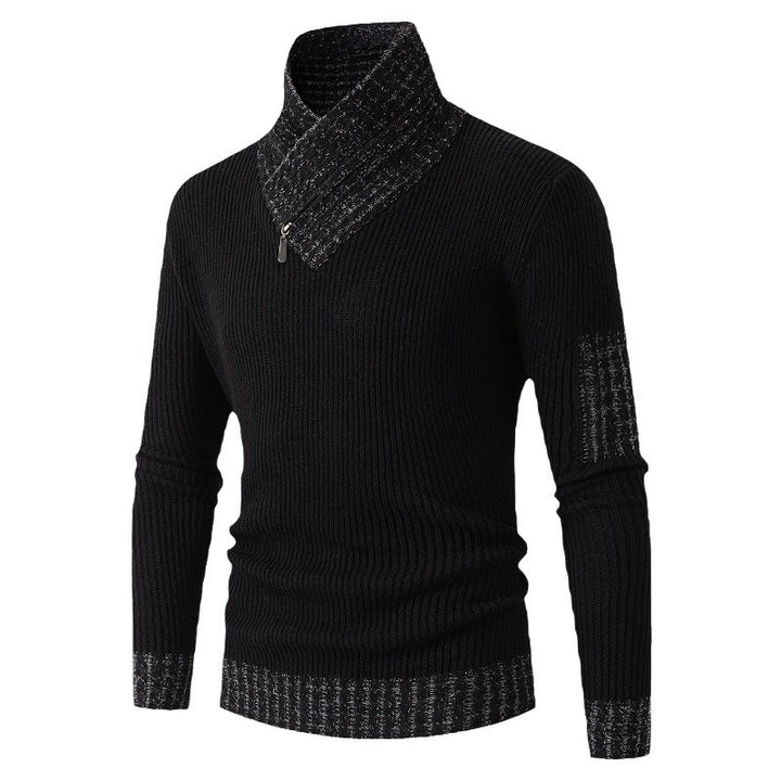 Herren Pullover mit modernem asymmetrischem Kragen und strukturiertem Design Echoarchiv