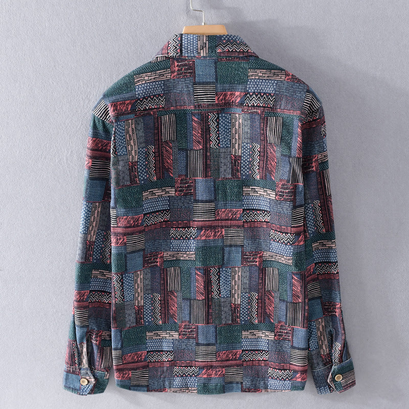 Herren Overshirt im Patchwork-Look mit aufgesetzten Brusttaschen Echoarchiv