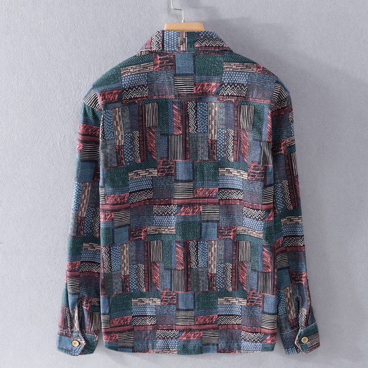 Herren Overshirt im Patchwork-Look mit aufgesetzten Brusttaschen Echoarchiv