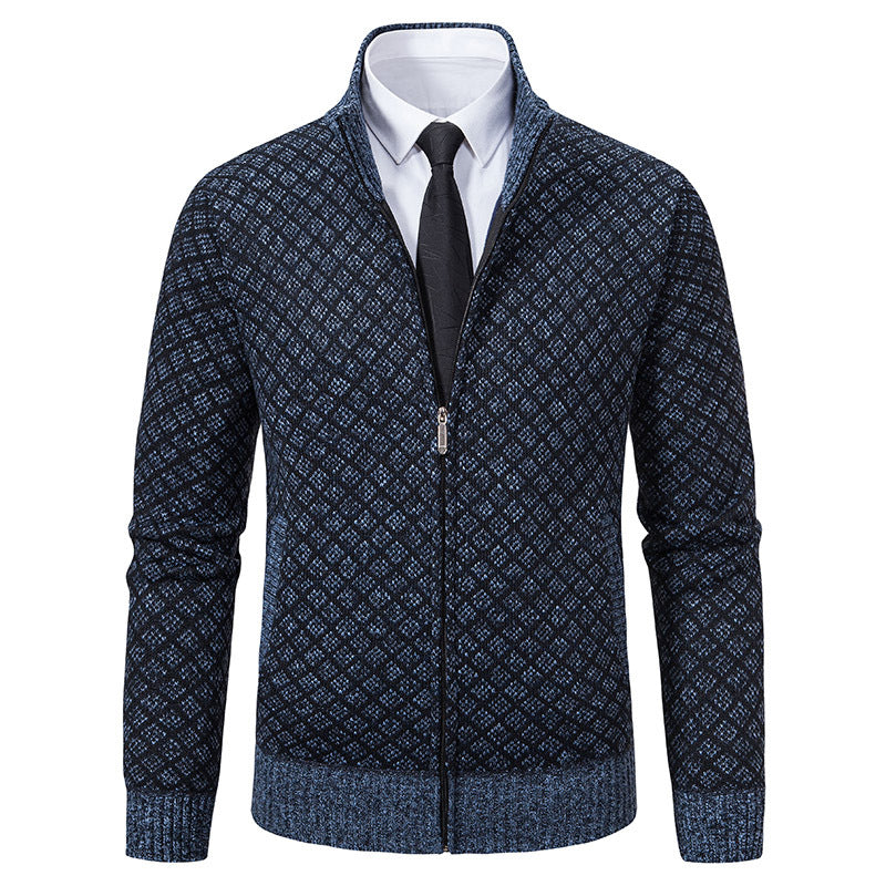 Herren Modische Strickjacke mit hochwertigem Zopfmuster und Reißverschluss Echoarchiv
