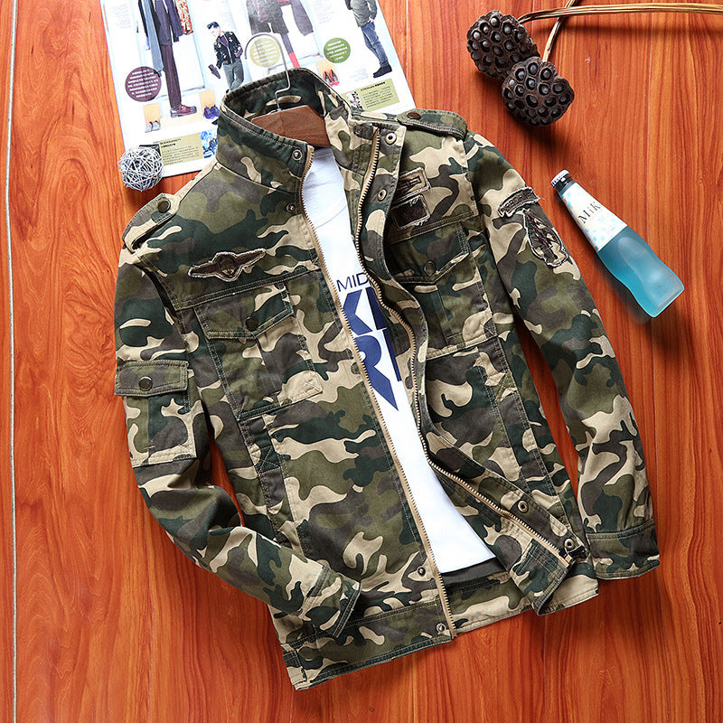 Herren Canvas-Fieldjacke im Military-Utility-Stil mit Schulterpatten und Mehrfachtaschen Echoarchiv