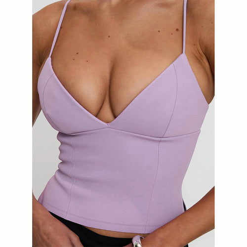 Damen figurbetontes Cami-Top mit tiefem V-Ausschnitt und eleganten Schlitzdetails Echo Archiv