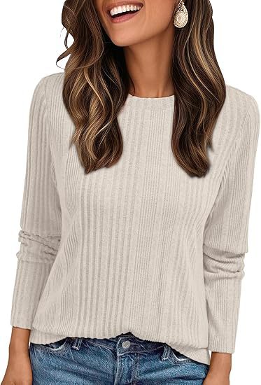Damen Geripptes Feinstrick-Longsleeve mit Rundhalsausschnitt und legerer Passform Echo Archiv