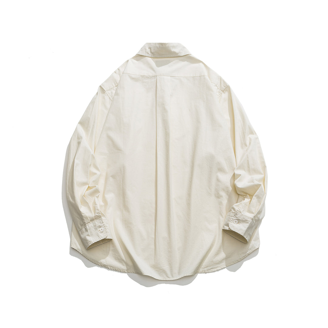 Unisex Oversized Hemdjacke mit seitlichen Zierknopfreihen und gerundetem Saum Echoarchiv