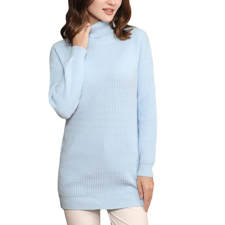 Damen Langer Rippstrick-Rollkragenpullover im Oversize-Schnitt Echo Archiv