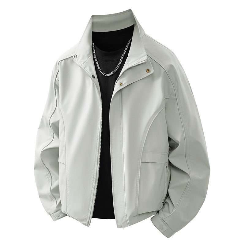 Herren leichte Übergangsjacke mit ergonomischen Schnittlinien, Stehkragen und verdecktem Reißverschluss – Brevano