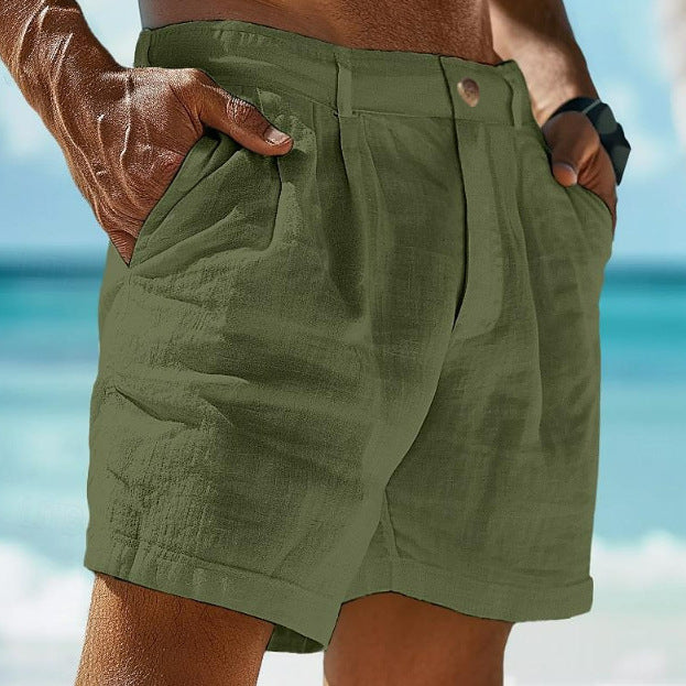 Herren elegante Freizeitshorts aus atmungsaktivem Leinenmix mit praktischen Taschen Echoarchiv