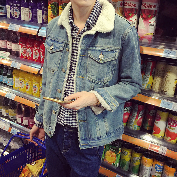 Herren Denimjacke mit Kunstfellkragen Echoarchiv