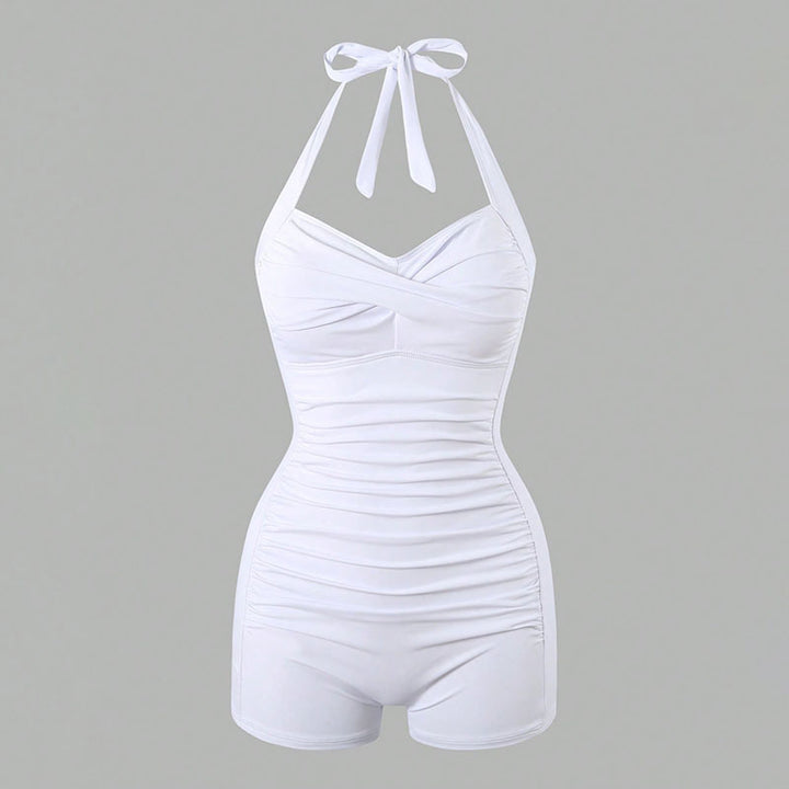 Damen Halterneck Badeanzug mit schmeichelnder Raffung Echo Archiv