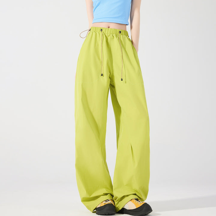 Damen Weite Nylon-Baggyhose mit elastischem Tunnelzugbund & Utility‑Taschen Echoarchiv
