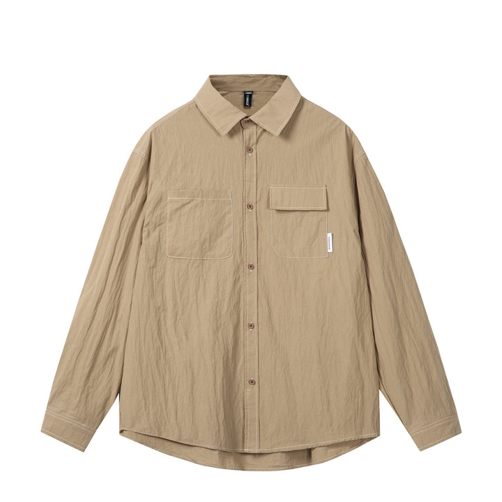 Unisex Oversize-Hemdjacke mit markanten Kontrastnähten und aufgesetzten Brusttaschen Echoarchiv