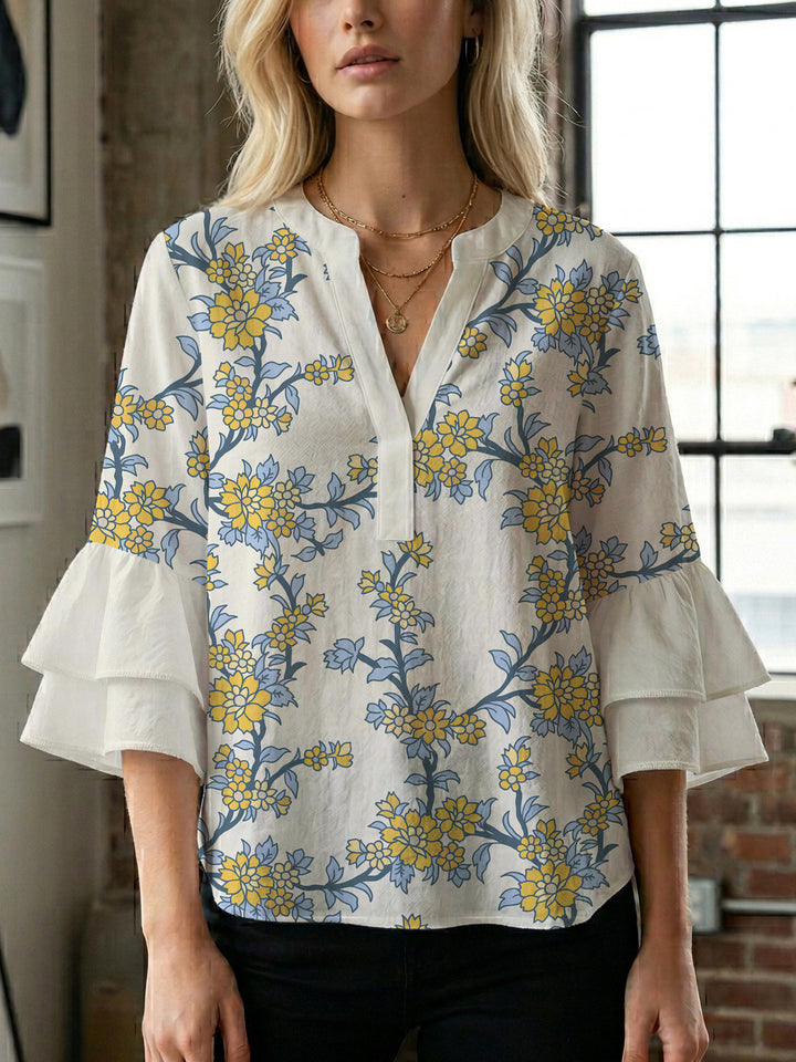 Damen Bluse mit voluminösen Ärmeln und floralem Design Echo Archiv