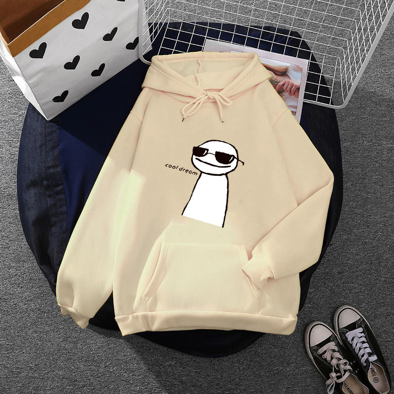 Damen Kapuzenpullover mit minimalistischer Grafik, lockerer Oversize-Passform und Kängurutasche – Auréline