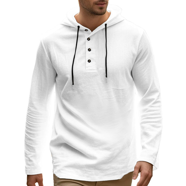 Herren lässiges Langarm-Hoodie-Shirt mit Knopfdetails und praktischen Taschen Echoarchiv