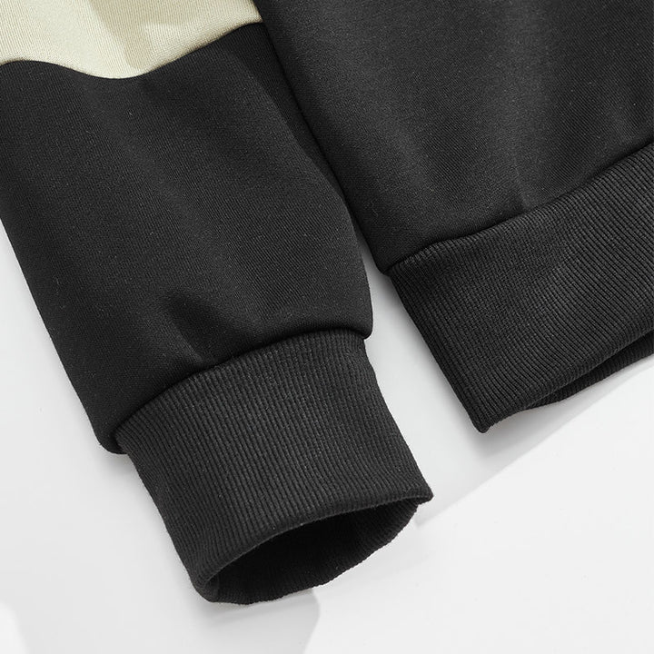 Herren Relaxed Polo-Sweatshirt mit Druckknopf-Blende und Kontrastarmdetails Echoarchiv
