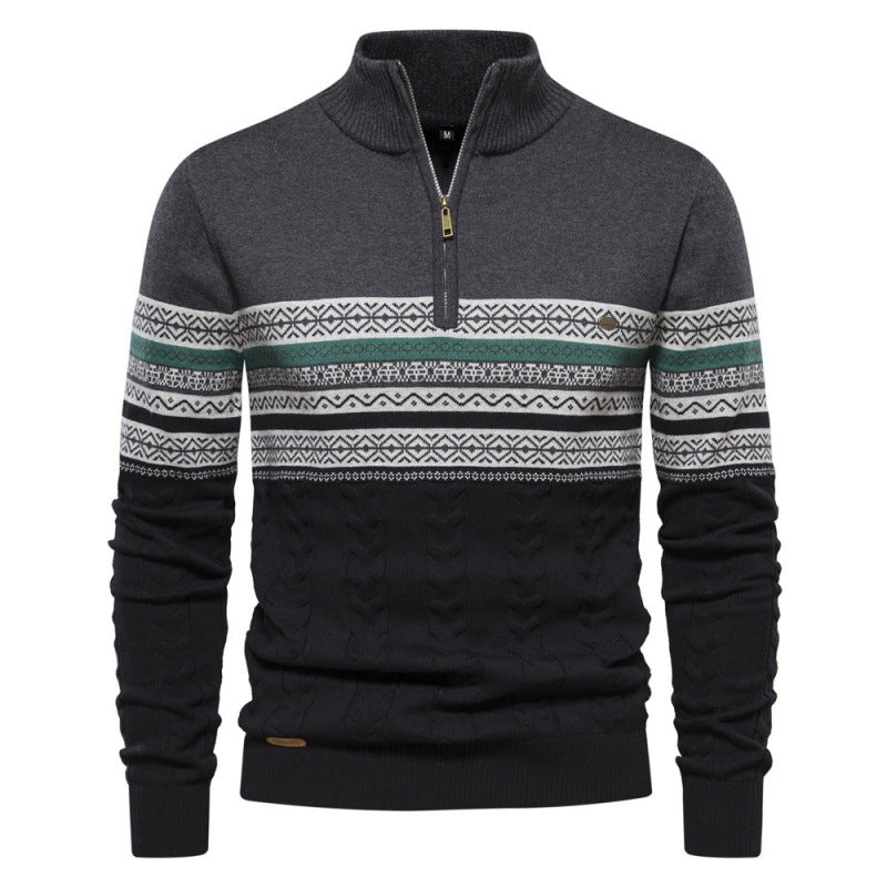 Herren modischer Pullover mit Reißverschluss und strukturiertem Design Echoarchiv